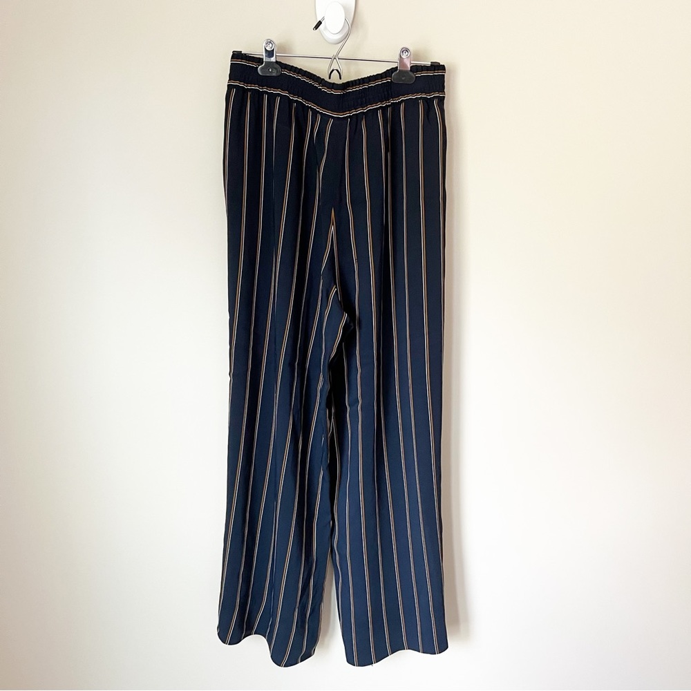Lafayette 148 New York Hester Striped Wide-Leg Trouser Pant Navy Blue M - Picture 13 of 13